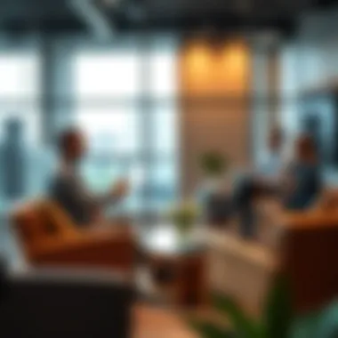 Investment opportunities discussed in a modern office setting near تيبس اند توز هيلي مول