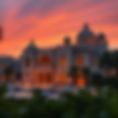 Stunning architectural view of تيبس اند توز هيلي مول at sunset