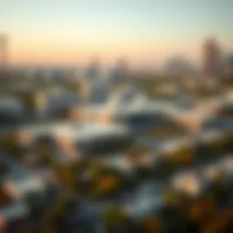 A panoramic view of Healthcare City showcasing multiple hospitals