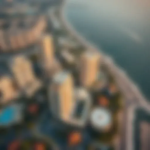 Aerial view of Damac Majestine showcasing its strategic location in Dubai