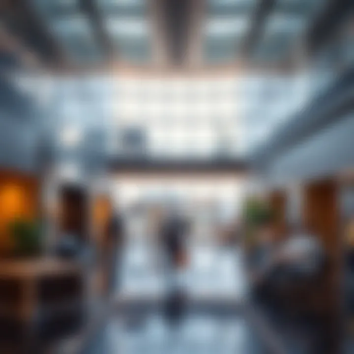 Vibrant commercial area within the Polaris Tower emphasizing business opportunities.