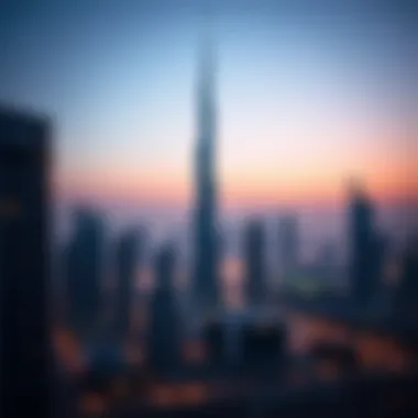A panoramic view of the Polaris Tower standing tall amidst Dubai's skyline.
