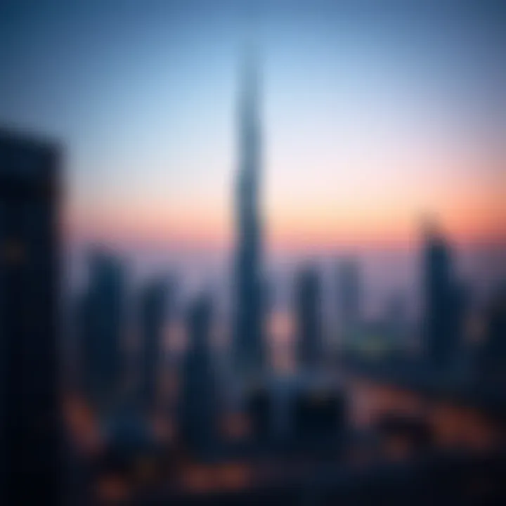 A panoramic view of the Polaris Tower standing tall amidst Dubai's skyline.
