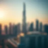 Stunning view of Bay Tower against the Dubai skyline