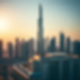 Stunning view of Bay Tower against the Dubai skyline