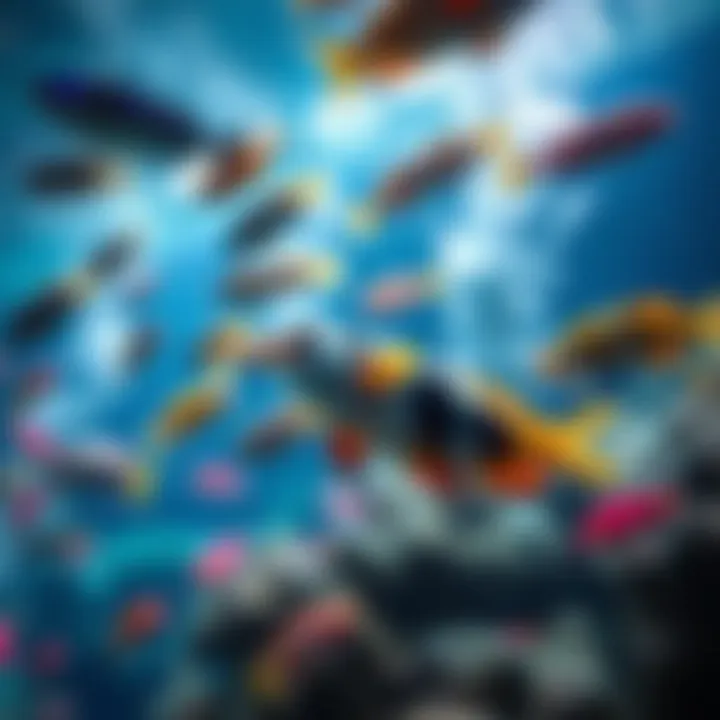 Vibrant marine life swimming in the aquarium