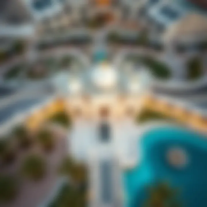 Aerial view highlighting the prime location of the White Palace in Dubai