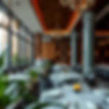 Interior of a renowned vegetarian Indian restaurant in Dubai, highlighting its unique ambiance and decor.