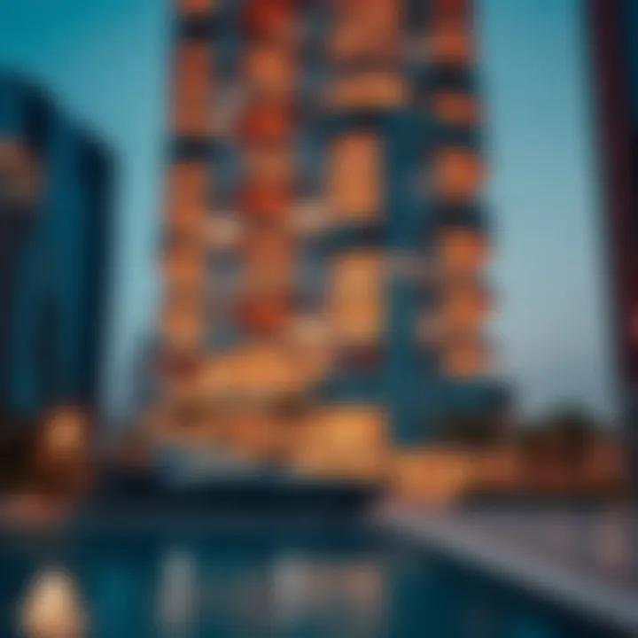 Architectural close-up showcasing the unique design of Yacht Bay Tower