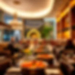 A vibrant dining area showcasing diverse cuisines