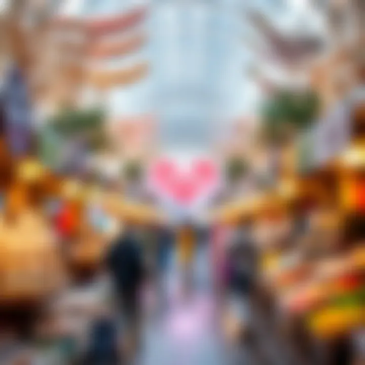 A bustling market scene at Global Village highlighting the diversity of products available for visitors.