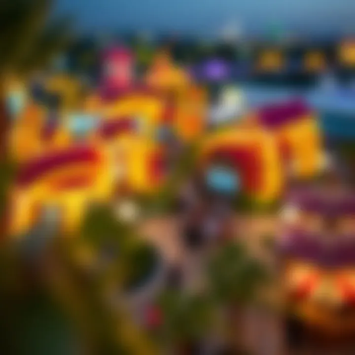 A panoramic view of Global Village showcasing its vibrant attractions and cultural displays.