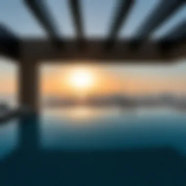 A panoramic view of H Hotel’s rooftop pool area