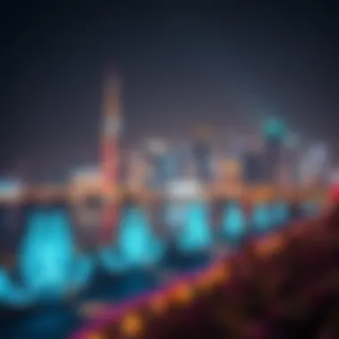 Iconic skyline of Dubai adorned with festive lights