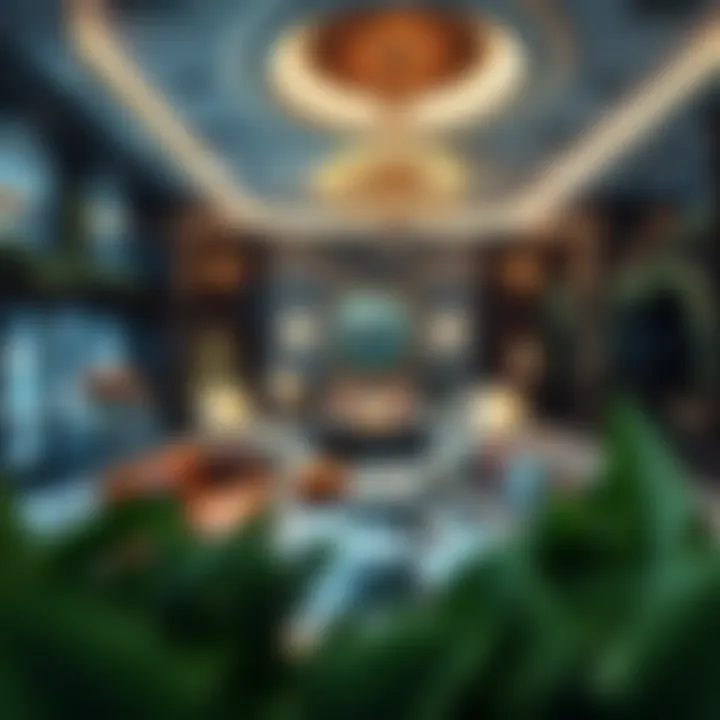 Luxurious holiday-themed hotel lobby in Dubai