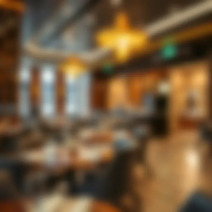 Diverse Dining Options at Airport Hotel Dining area in an airport hotel with diverse cuisine options