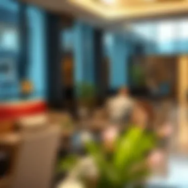 Relaxing Hotel Lounge with Shuttle Access Traveler relaxing in hotel lounge with airport shuttle service