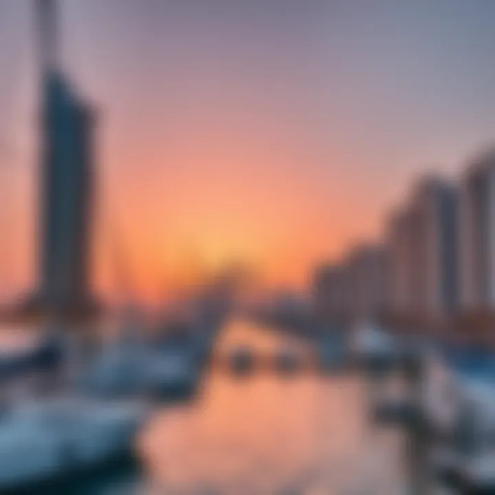 Breathtaking Sunset View of Jannah Place Marina Stunning skyline view of Jannah Place Marina at sunset