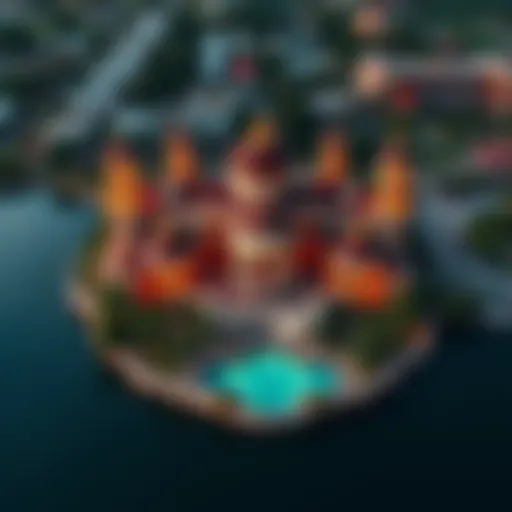 Aerial view of Lake Palace Tecom showcasing its architectural elegance