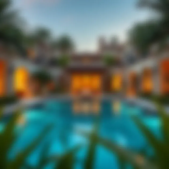 Opulent Poolside Oasis Stunning outdoor pool area surrounded by lush landscaping