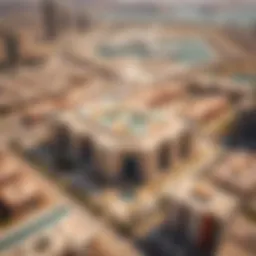 Aerial view of Mazaya 27 showcasing its prime location in Dubai