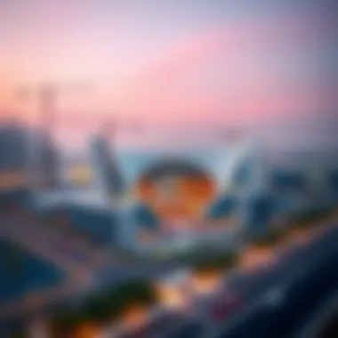 Aerial view of Meydan One Mall construction site showcasing its architectural design.