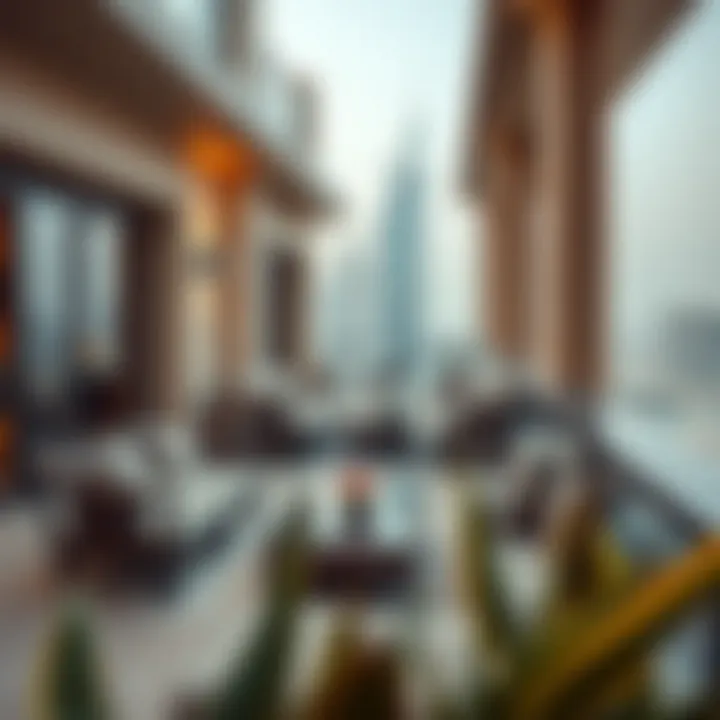 Luxurious balcony with stylish outdoor furniture