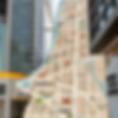 A detailed map of Dubai showcasing various neighborhoods and their amenities