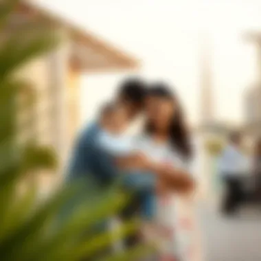 Embracing Life in Dubai A serene illustration of family life in Dubai, showcasing cultural integration and lifestyle