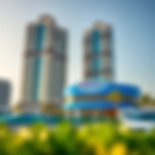 Jumeirah Lakes Towers and Indigo Rent a Car Scenic view of Jumeirah Lakes Towers with Indigo Rent a Car signage