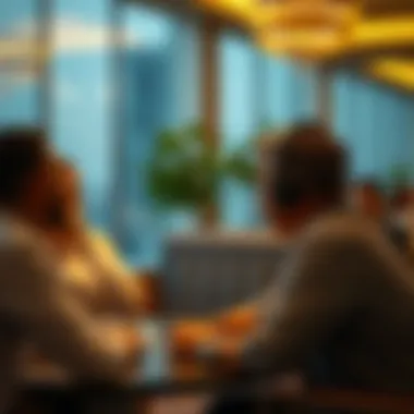 A professional networking scene symbolizing career growth