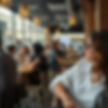 A bustling café scene showcasing social interactions