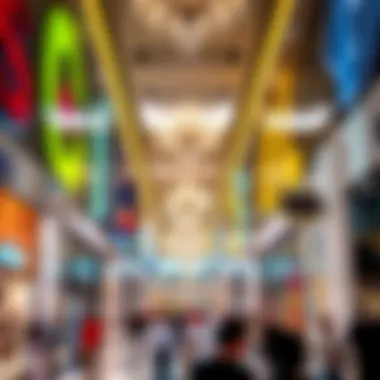 Interior view of a vibrant shopping area within Dubai Mall