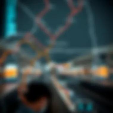 Map of Dubai Metro highlighting various routes and stations