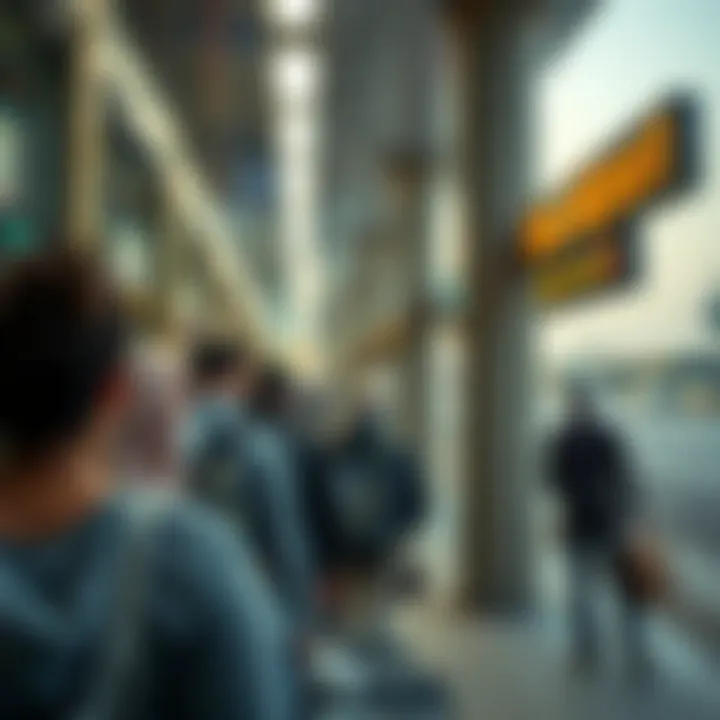 Passengers waiting at the bus station