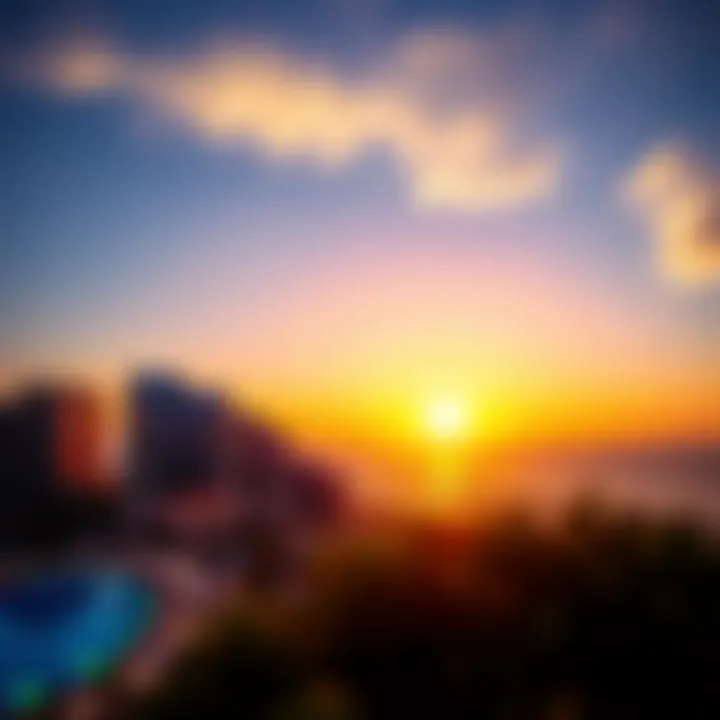 Breathtaking Sunset at Oceana Hilton Jumeirah Stunning view of the Oceana Hilton Jumeirah resort against a picturesque sunset