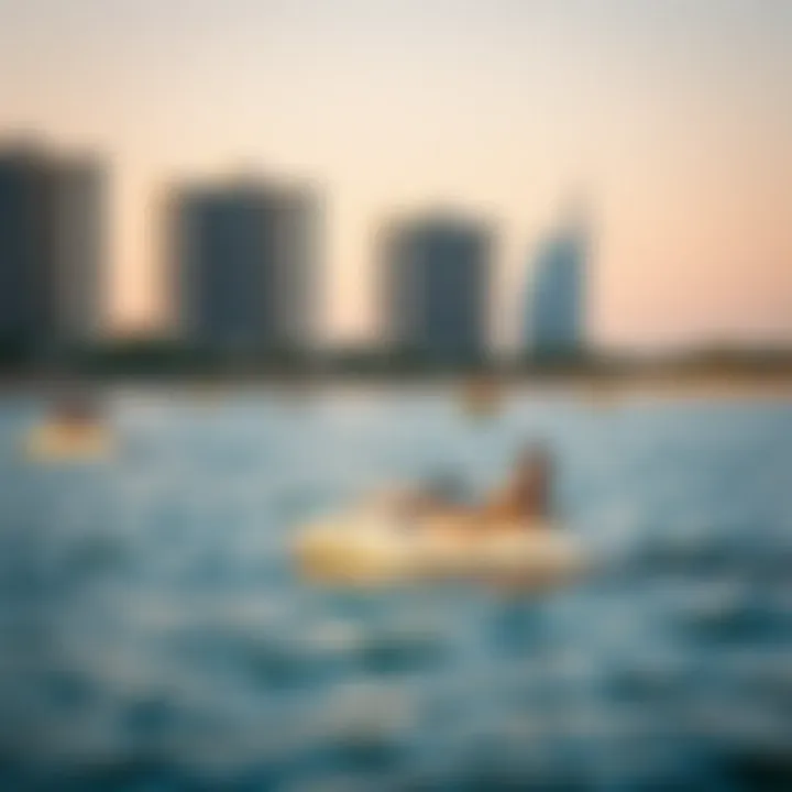 Leisure Activities on Palm Jumeirah Leisure activities such as water sports and beach lounging on Palm Jumeirah