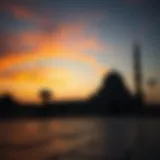 Silhouette of a mosque against the twilight sky during Ramadan in Dubai