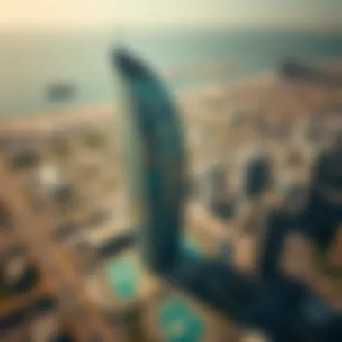 Sidra Tower in the Heart of Media City Aerial view of Media City highlighting Sidra Tower amid the urban landscape