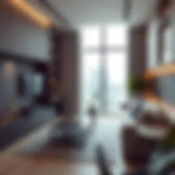 Contemporary studio apartment interior showcasing modern design elements