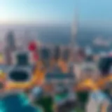 Dubai Skyline Transformation Aerial view of Dubai skyline showcasing modern architecture