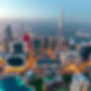 Dubai Skyline Transformation Aerial view of Dubai skyline showcasing modern architecture