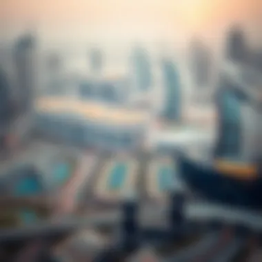 Dubai's Iconic Skyline Aerial view showcasing the skyline of Dubai with its modern architecture.