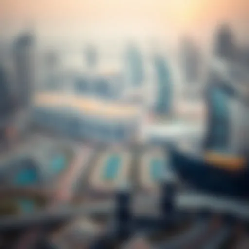 Dubai's Iconic Skyline Aerial view showcasing the skyline of Dubai with its modern architecture.