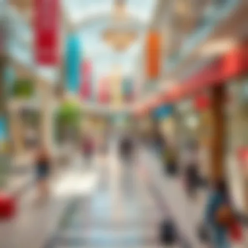 A bustling outlet mall showcasing diverse shopping options