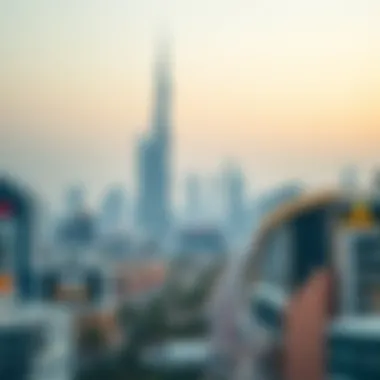 An overview of Dubai's skyline with outlet malls in view