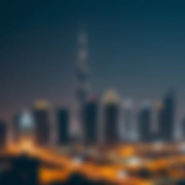 Dubai Skyline Illuminated by Burj Khalifa Burj Khalifa illuminating the Dubai skyline