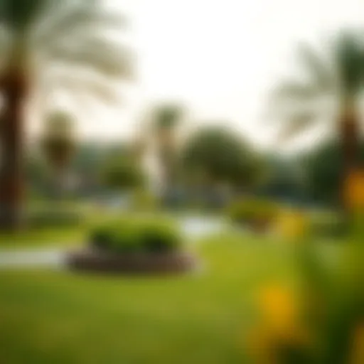 A serene park setting in a family-friendly neighborhood