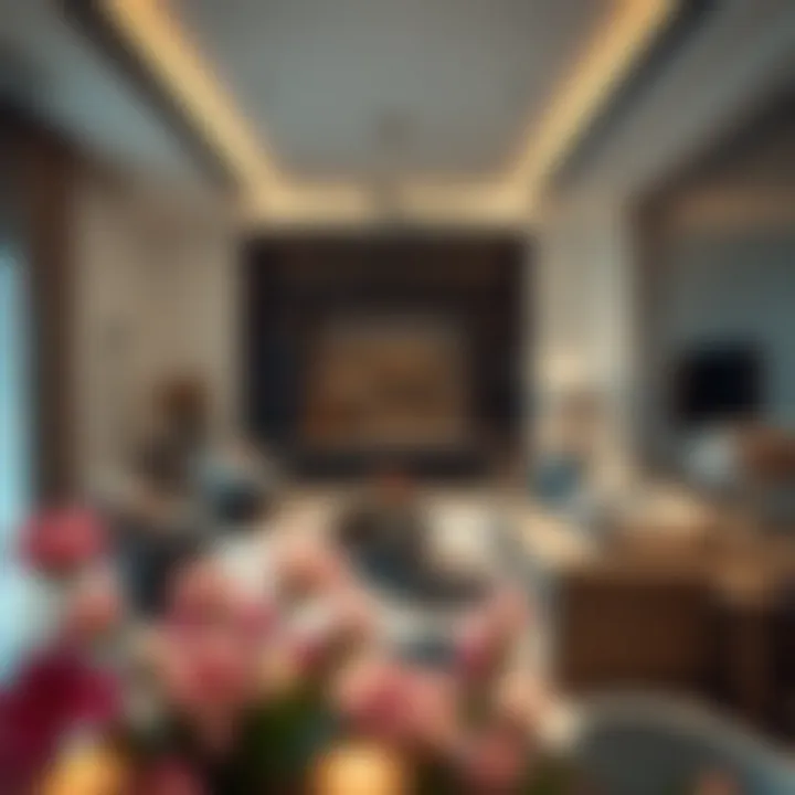 Luxurious interior design of a living space in The Pad, highlighting sophistication