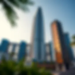 A striking view of the Thuraya Tower showcasing its modern architecture